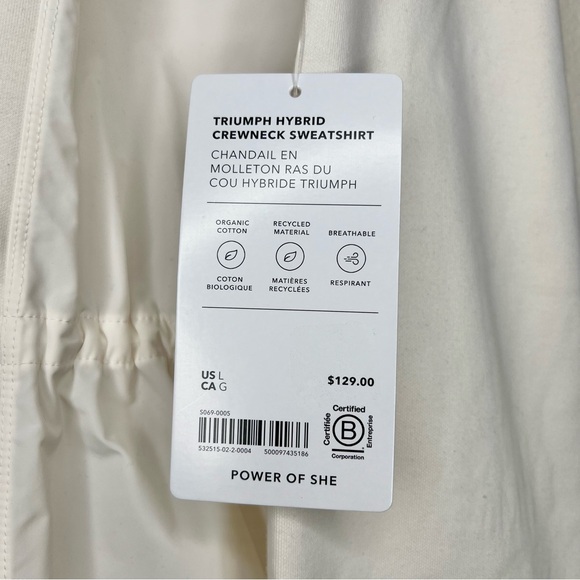 Athleta Ivory Magnolia White Triumph Hybrid Crewneck Sweatshirt Sz L NWT - Picture 9 of 16